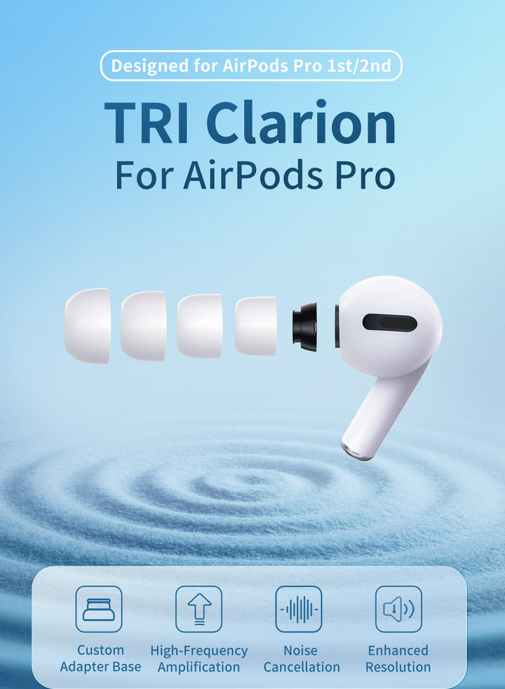 【TRI Clarion 2】Ultra-thin Silicone Eartips, comfortable to wearFor AirPods Pro Designed for AirPods Pro 1st/2nd 3 pairs - KEEPHIFI