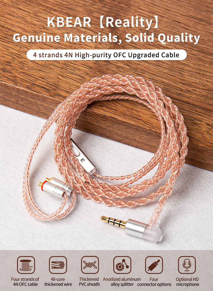 【KBEAR Reality】4 Strands 4N High-purity OFC Upgraded Cables 1.2m Long - KEEPHIFI