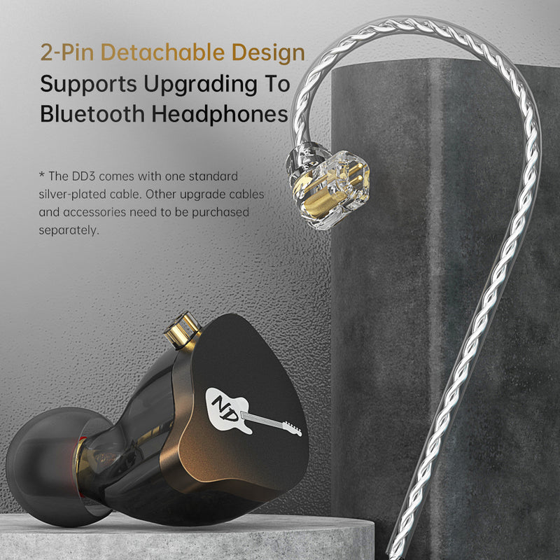 【ND DD3】HIFI In Ear Monitor Earphone Adjustable Shaped Dynamic Noise Cancelling Earbuds