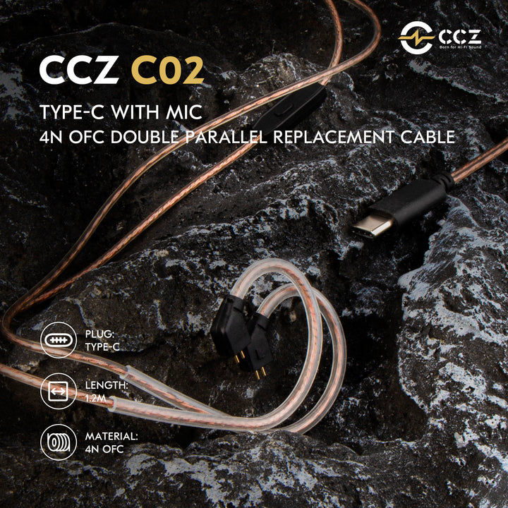 【CCZ C02】Type C IEM Cables, Decoding USB-C Upgraded Cables for Wired Earphone Earbuds - KEEPHIFI