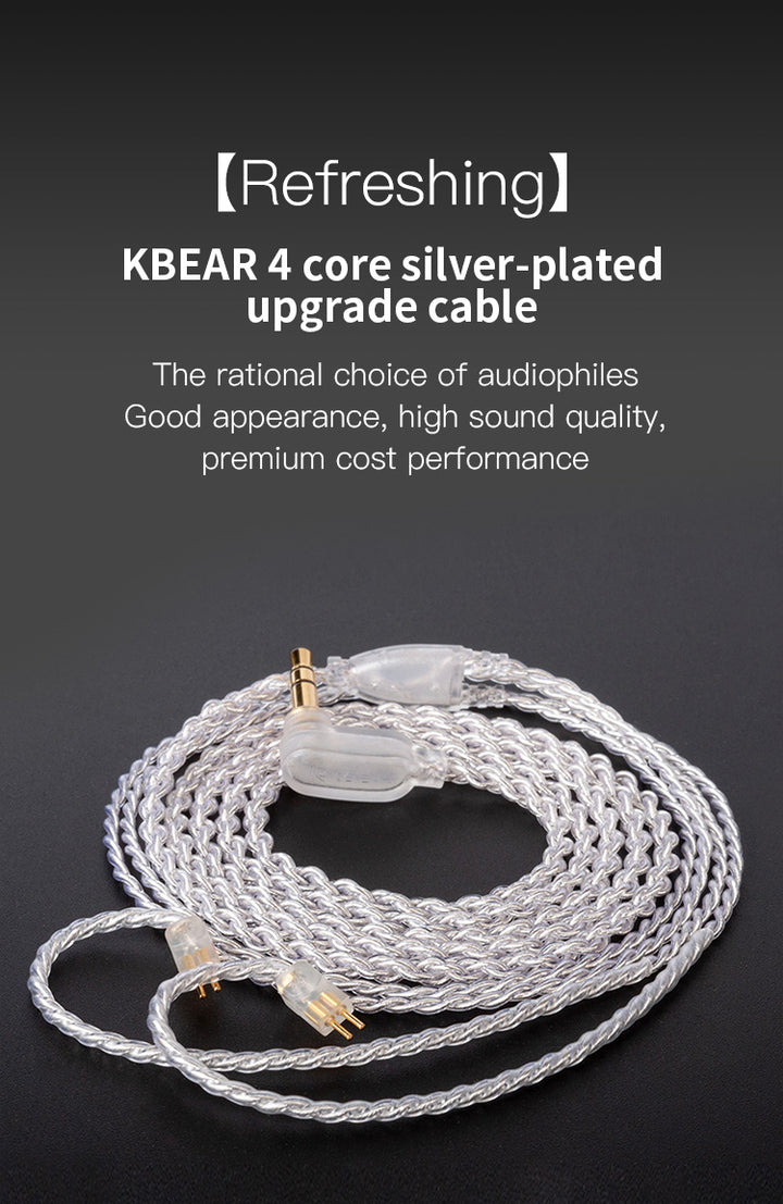 【KBEAR Refreshing】4 Strands 4 Cores  4N Silver-plated Upgraded Cables 1.2M Long - KEEPHIFI