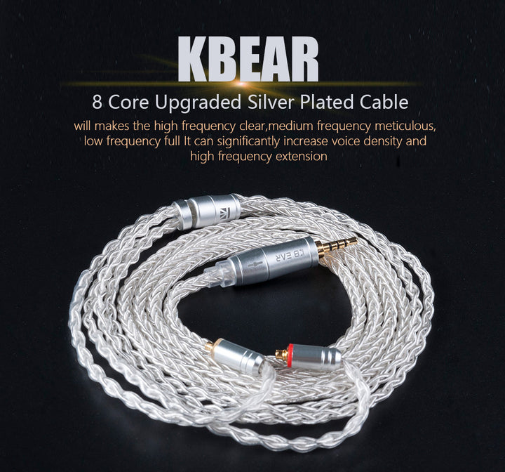 【KBEAR 4833】8 Strands OFC Silver-plated Cables, Upgraded Cables for HIFI IEM Headphones - KEEPHIFI