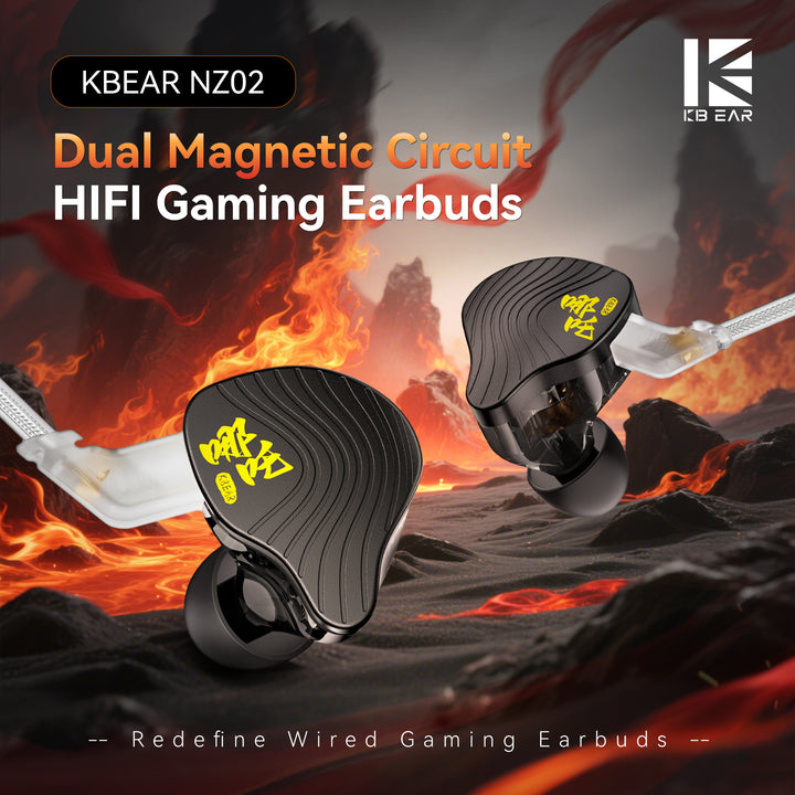 【KBEAR NZ02】Gaming Earbuds Dual Magnetic Circuit DD HIFI Earphones, Redefine Wired Gaming Earbuds - KEEPHIFI