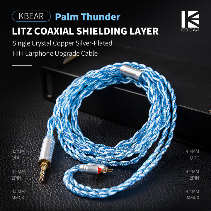 【KBEAR Palm Thunder】Single Crystal Copper Silver-Plated HiFi Earphone Upgrade Cable - KEEPHIFI