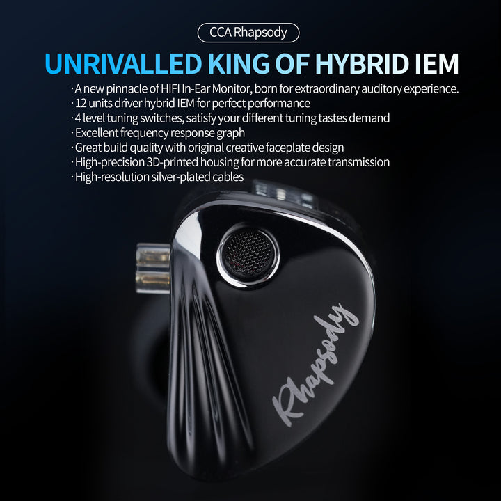 【CCA Rhapsody】in Ear Monitors Headphones, 2DD+4BA Hybrid Driver HiFi IEMs Earphones with 4 Tuning Switches HiFi Bass Noise Isolation Wired Earbuds in-Ears for Singer Musician Audio Engineer Audiophile - KEEPHIFI