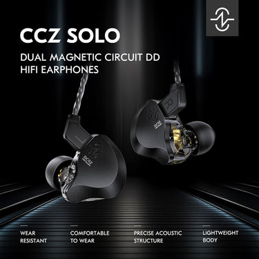 【CCZ SOLO DC02】Wired Gaming Earbuds Noise Cancelling Dual Magnetic Circuit DD HIFI IEM Headphones In-ear Monitors Earphones Best Earbuds with Mic/No mic - KEEPHIFI