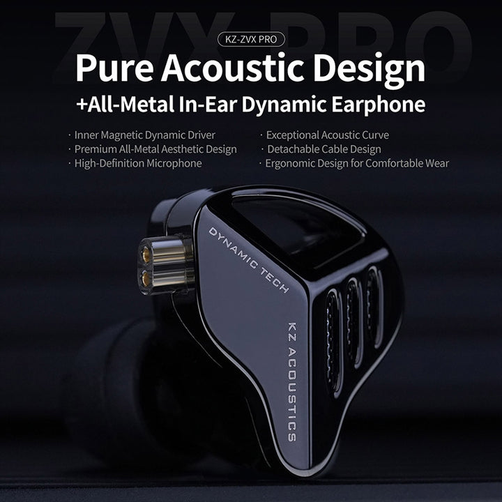 【KZ ZVX Pro】in Ear Monitor,HiFi Wired Earbuds,Acoustically Tuned All-Metal Dynamic IEM Earphones with Magnetic Dynamic Driver,Gaming Earbuds with Detachable OFC Cable for Musician - KEEPHIFI