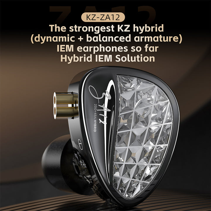 【KZ ZA12】Hybrid 4BA+2DD In-ear Monitors Earphones HIFI Earbuds IEM Headphones for Gaming, Noise Cancelling - KEEPHIFI