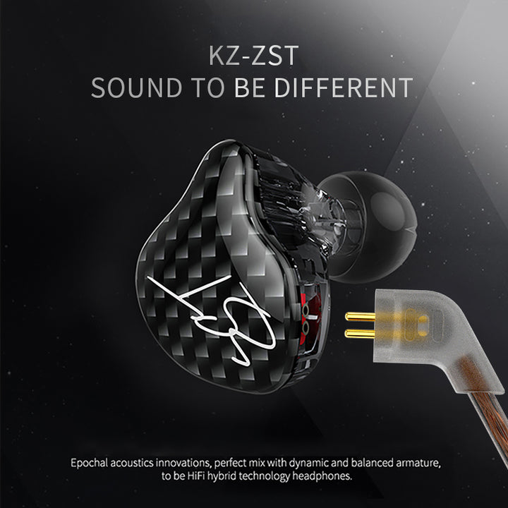 【KZ ZST】 Hybrid Gaming Earbuds Banlance Armature with Dynamic in-Ear Earphone 1BA+1DD HiFi Headset in Ear Monitors Headphones Wired  Colorful Earbuds IEM Earphones - KEEPHIFI