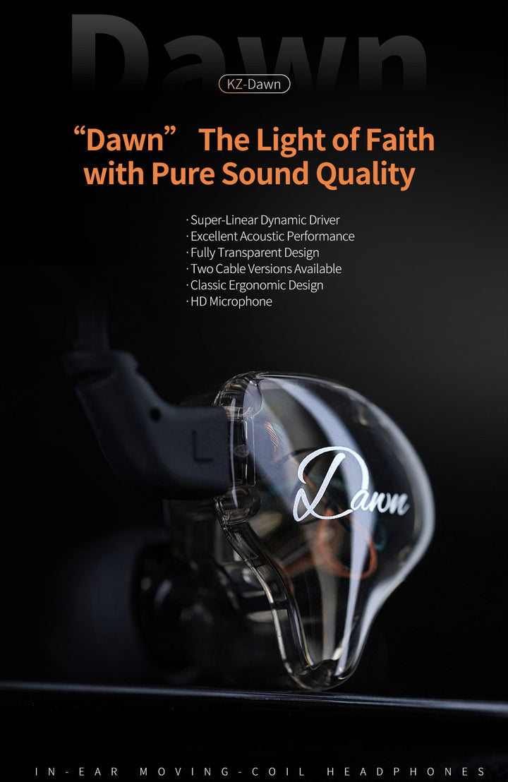 【KZ Dawn】In-ear Monitors Earphones Pure Audiophile Sound Quality Clear Low Frequency Bass - KEEPHIFI