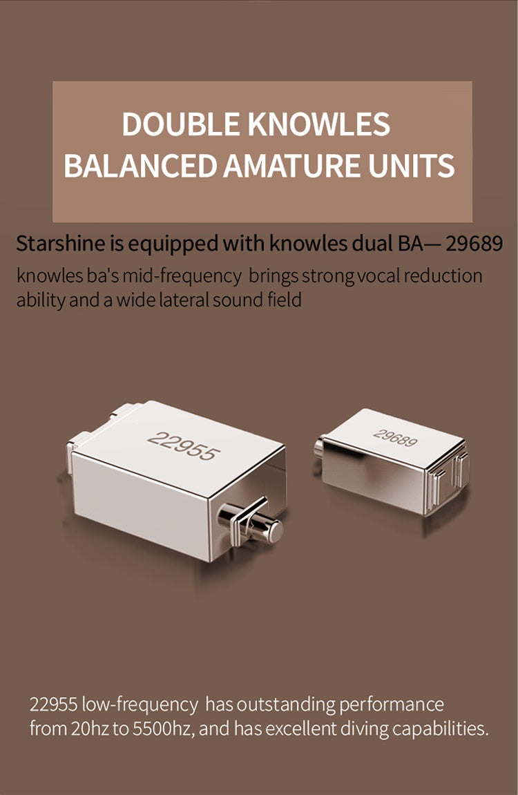 【TRI Starshine】 2 Electrostatic Drive + 2BA Custom in ear earphone | Free Shipping
