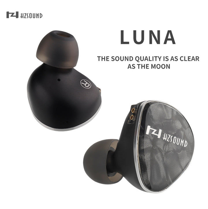 【HZSOUND Luna】In Ear Monitor Wired Earbuds Headphones, CNC Metal Shell, 0.78mm Double-pin Replaceable Cable, Leather Bag