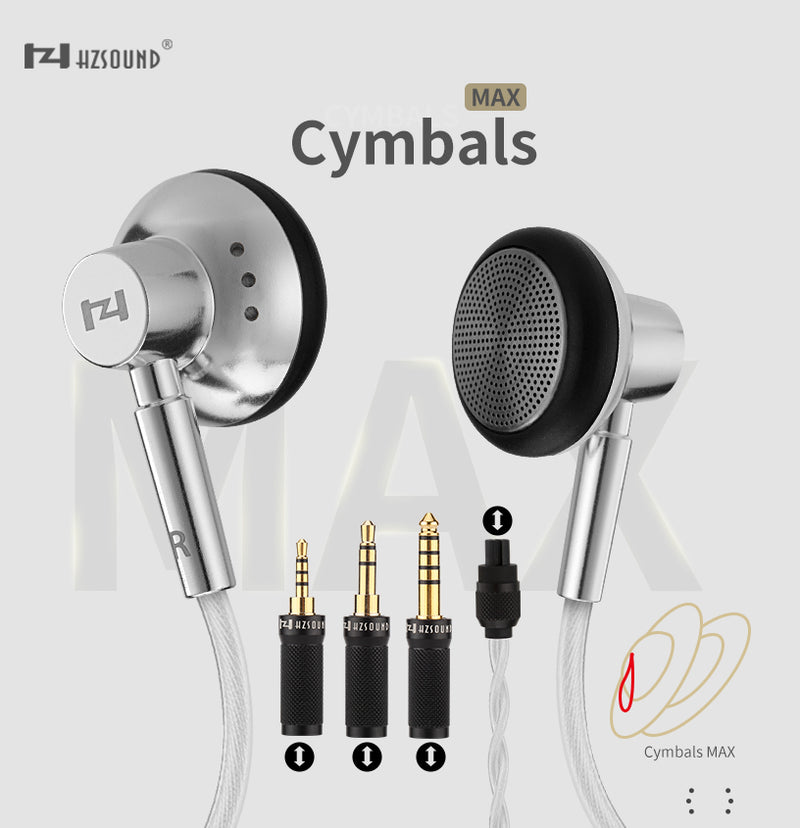 【Hzsound Cymbals Max】Wired Earphones 15.4mm Driver Unit High Puriyt Oxygeb-free Copper+Silver Plated OFC Wires Hifi Headphone kz