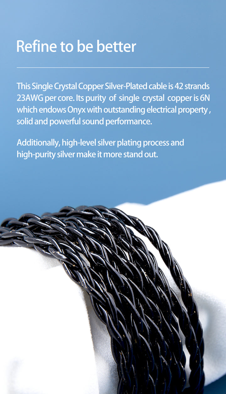 【TRI Onyx】 6 Cores 6N Single Crystal Copper Silver-Plated Cable - KEEPHIFI