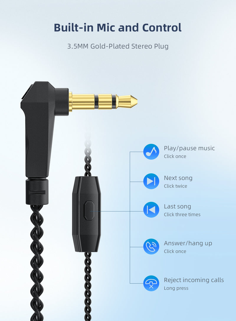 【CCZ BC02 】High Fidelity Sound Quality Wired Earphones  Dynamic Driver In Ear Monitor IEM Noise Cancelling Earbuds Headphone Headset