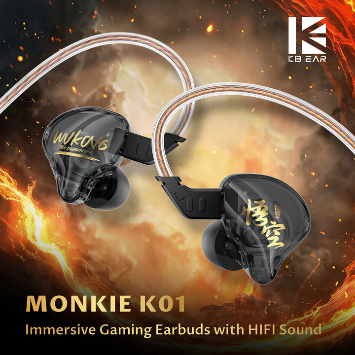 【KBEAR MONKIE K01】 Immersive Gaming Earbuds with HIFI Sound In-ear earphones IEM Headphones