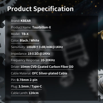 [KBEAR TB-X] 10mm CVD-Coated Carbon Fiber Diaphragm DD  HiFi in-ear Earphones - KEEPHIFI