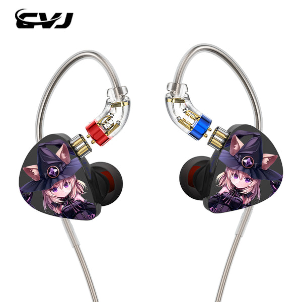CVJ Night Elf Dual-Channel Three-Unit in Ear Monitor Wired Earbuds with  DLC Diamond Diaphragm IEM Earphones