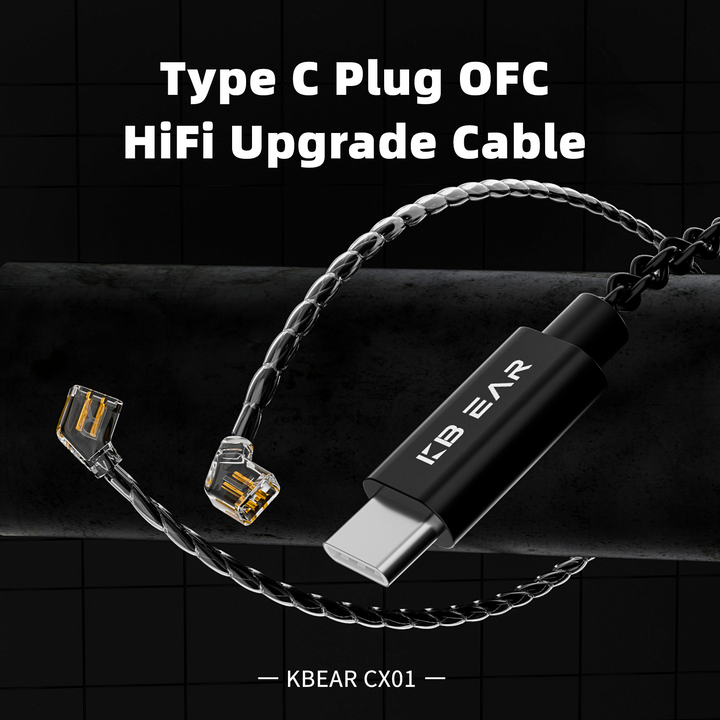 【KBEAR CX01】Type C OFC HiFi Upgrade Cable Bring HIFI Sound for Phone