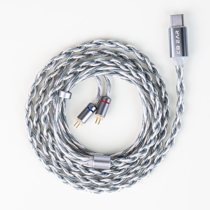 【KBEAR P36】5N 2-Strand 98-Core OFC Silver-Plated HiFi Earphone Cable Type-C Plug-and-Play