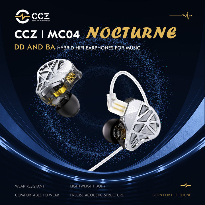 【CCZ Nocturne MC04】In ear Monitor Headphones DD and BA Hybrid HIFI Earphones IEM for Music