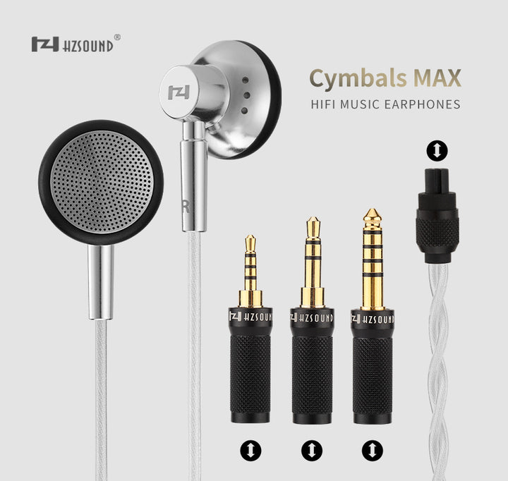 【Hzsound Cymbals Max】Wired Earphones 15.4mm Driver Unit High Puriyt Oxygeb-free Copper+Silver Plated OFC Wires Hifi Headphone