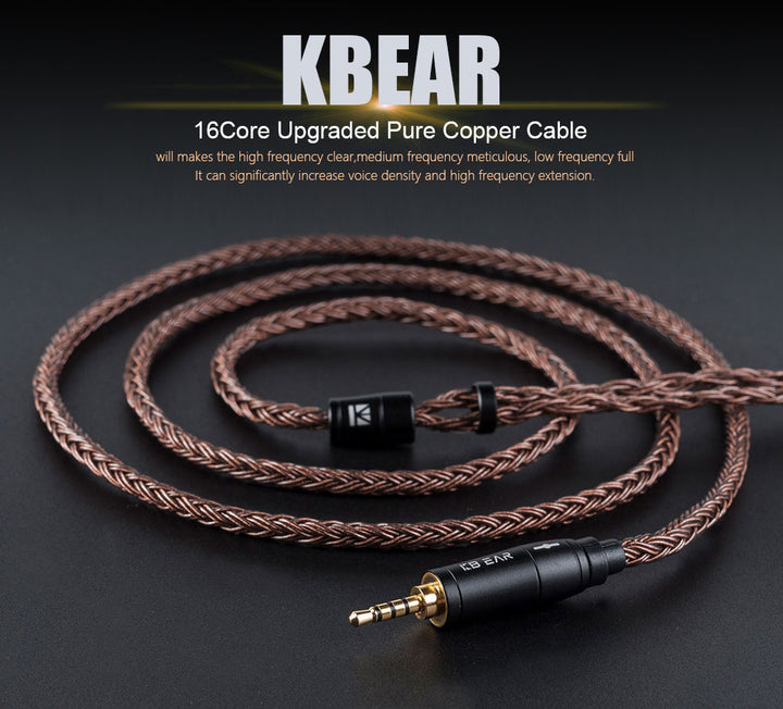 【KBEAR 4841】16 Strands OFC Upgraded Cables for HIFI IEM Headphones in Ear Monitors Earphones