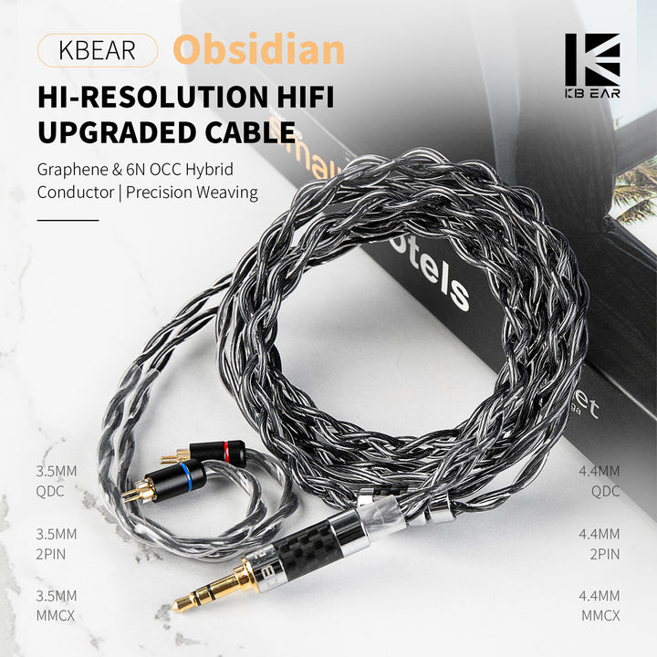 【KBEAR Obsidian】Graphene & 6N OCC Hybrid Conductor Upgraded Cable, Hi-Resolution HiFi Earphone Cable