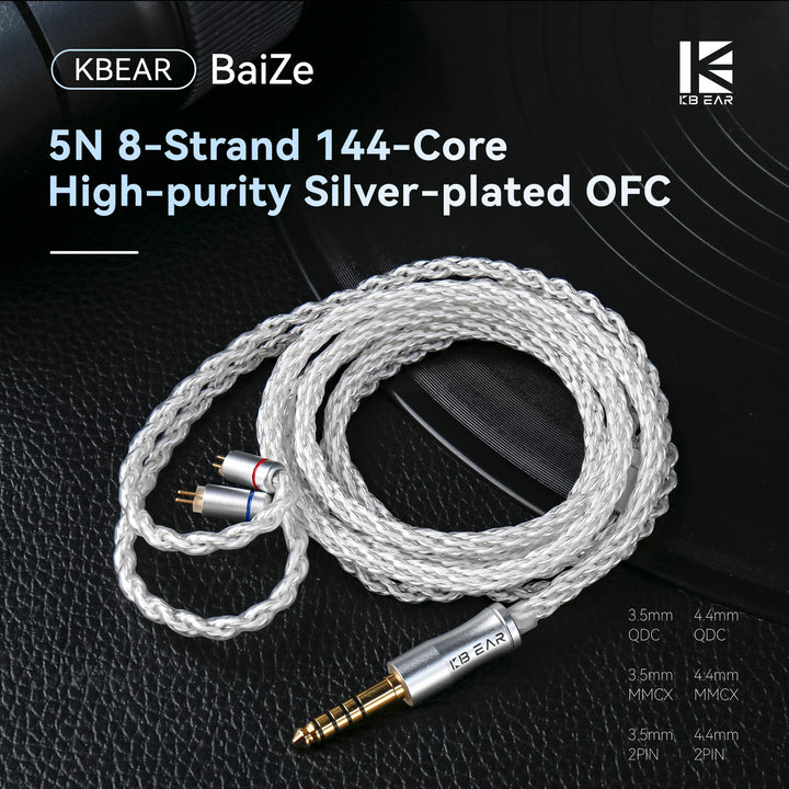 【KBEAR BaiZe】Upgrade Cable, 5N 8-Strand 144-Core High-purity Silver-plated OFC Cable - KEEPHIFI