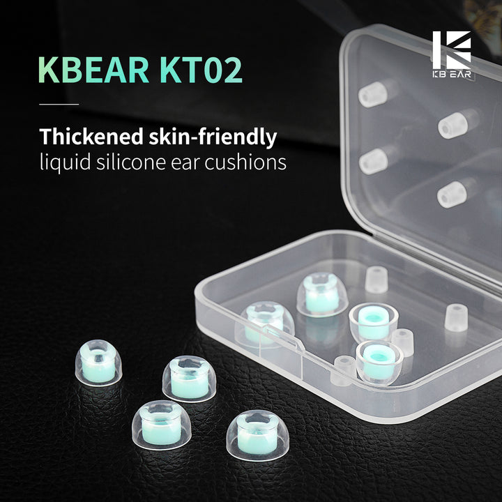 【KBEAR KT02】 Liquid Silicone Eartips Skin Friendly Clear-Blue 4 Pairs XS/S/M/L(Shipping on orders over $10) - KEEPHIFI