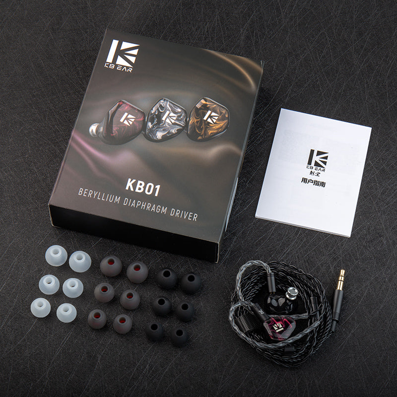 【KBEAR KB01】 Headphones 10MM Beryllium Diaphragm Dynamic Drivers Earphone Noise Cancelling Earbuds Sport In-ear Headset Monitor KZ