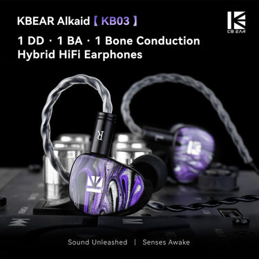 【KBEAR Alkaid KB03】in Ear Monitors 1 DD+1 BA+1 Bone Conduction Hybrid HiFi IEM Earphones, Upgraded Vibration Bone Conduction Driver, Perfect for Gaming, No mic - KEEPHIFI