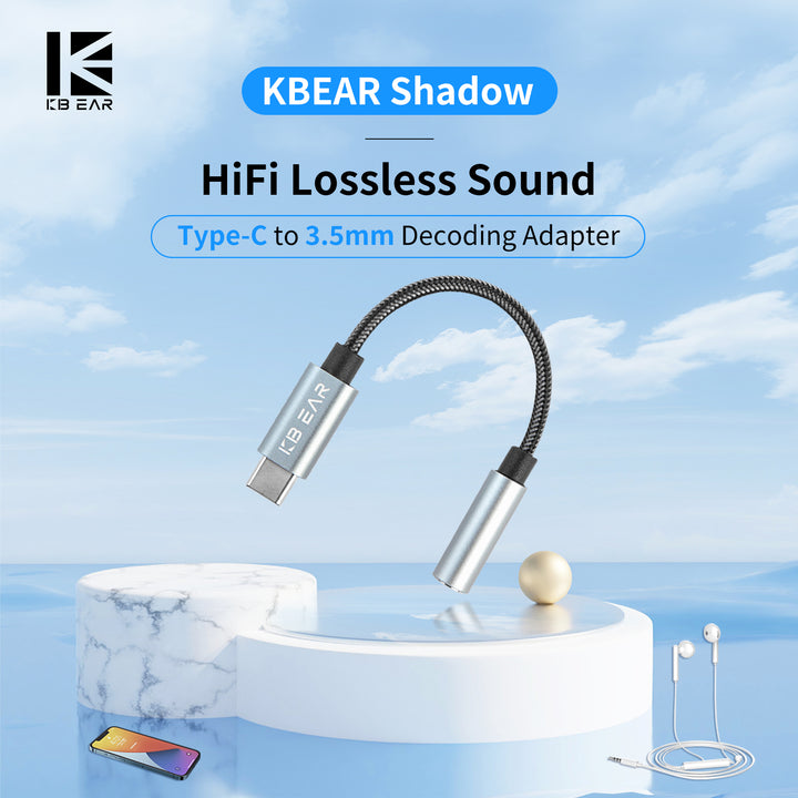 【KBEAR Shadow】 Type C to 3.5mm Decoding Adapter HIFI Lossless Sound