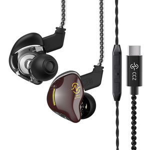 【CCZ Coffee Bean】 Type-C in Ear Monitors Headphones, Stereo Wired Headphones, Dual Magnetic Circuit Dynamic Driver in-Ear HiFi Earphone, Noise Cancelling Headphones