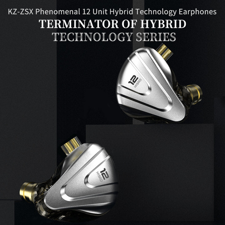 【KZ ZSX】5BA+1DD 6 Driver Hybrid in-Ear HiFi Earphones with Zinc Alloy Faceplate, Recessed 2 Pin Detachable Cable for Audiophile Musician - KEEPHIFI