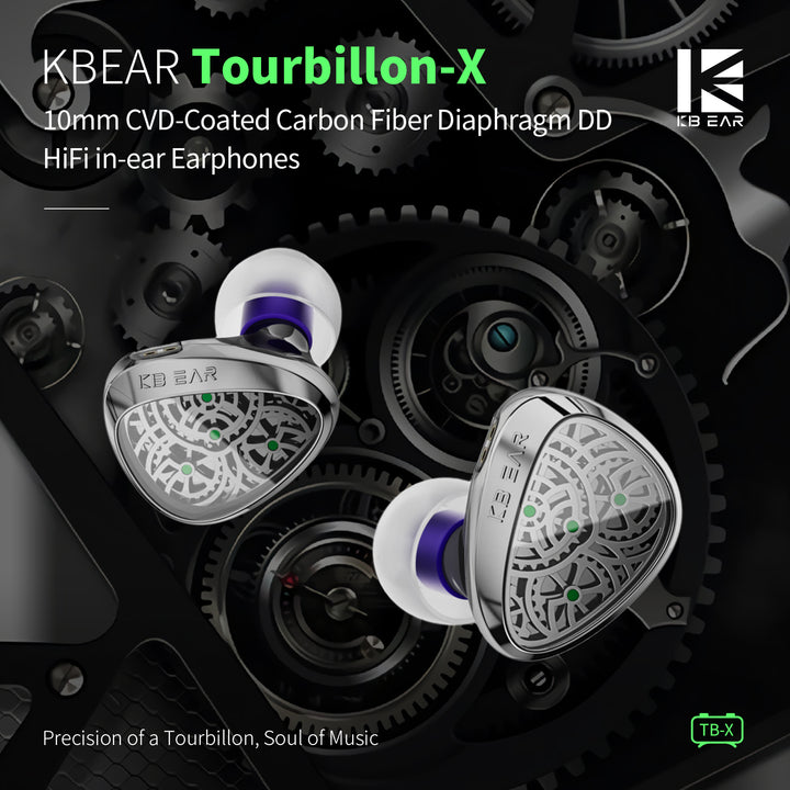 NEW KBEAR TB-X 10mm CVD-Coated Carbon Fiber Diaphragm DD  HiFi in-ear Earphones - KEEPHIFI