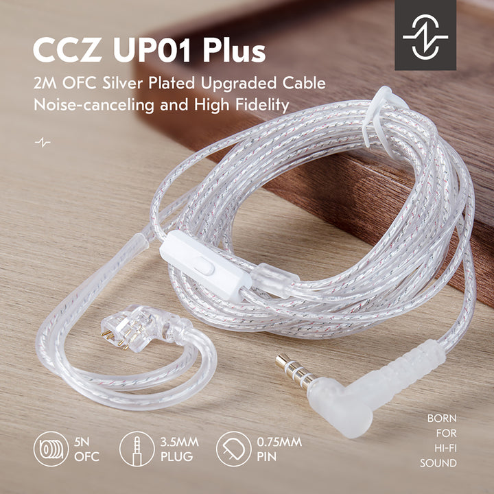 【CCZ UP01 Plus】 2M OFC Silver Plated Upgraded Cable Noise-canceling and High Fidelity