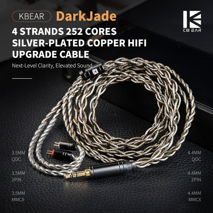 【KBEAR DarkJade】 4 Strands 252 Cores Silver-plated copper HIFI Upgrade Cable Next-Level Clarity, Elevated Sound