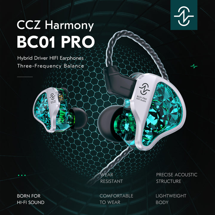 【CCZ Harmony BC01 PRO】Hybrid DD and BA HIFI Earphones, Three-frequency Balance, Sparkling like a diamond