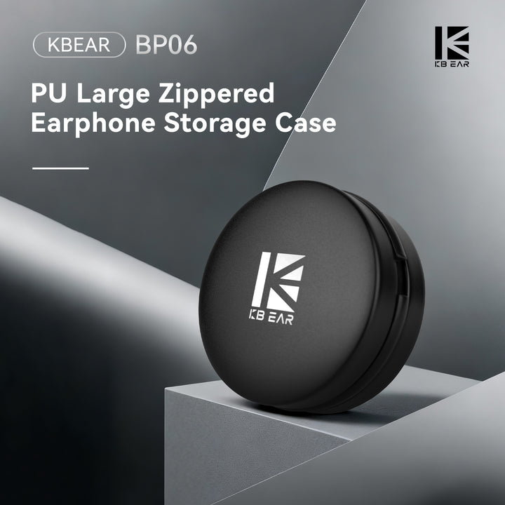 【KBEAR BP06】PU Large Zippered IEM Earphone Storage Case, Aluminum Alloy Material