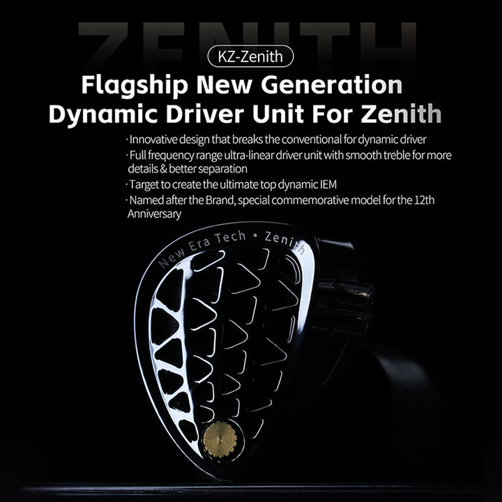 【KZ Zenith】IEM Wired Earbuds, Professional Sound Isolating Earphones, Clear Sound & Deep Bass, Single Dynamic Larger Driver, Secure Fit in Ear Monitor for Audio Engineers, Musicians