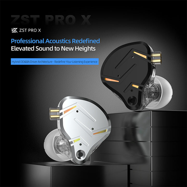 【KZ ZST PRO X】1BA 1DD Hybrid Driver Gaming Earbuds, Deep Bass Sound IEM for Gaming Music Video
