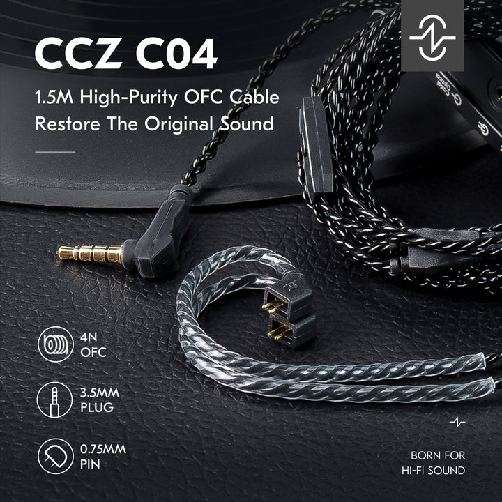 【CCZ C04】1.5M High-purity OFC Upgraded Cable, Restore the original sound, 2PIN/QDC/TFZ - KEEPHIFI