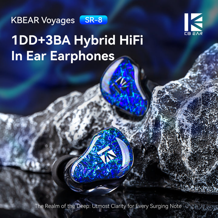 【KBEAR Voyages SR-8】1DD+3BA Hybrid HiFi In Ear Earphones, The Realm of the Deep: Utmost Clarity for Every Surging Note
