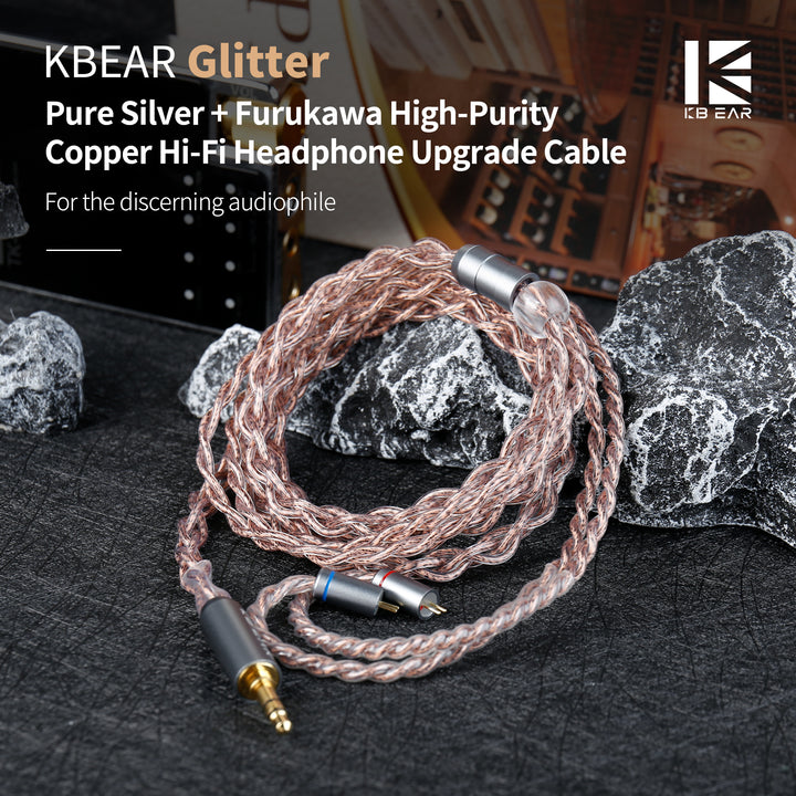 【KBEAR Glitter】Pure Silver + Furukawa High-Purity Copper Hi-Fi Headphone Upgrade Cable, For the Discerning Audiophile - KEEPHIFI