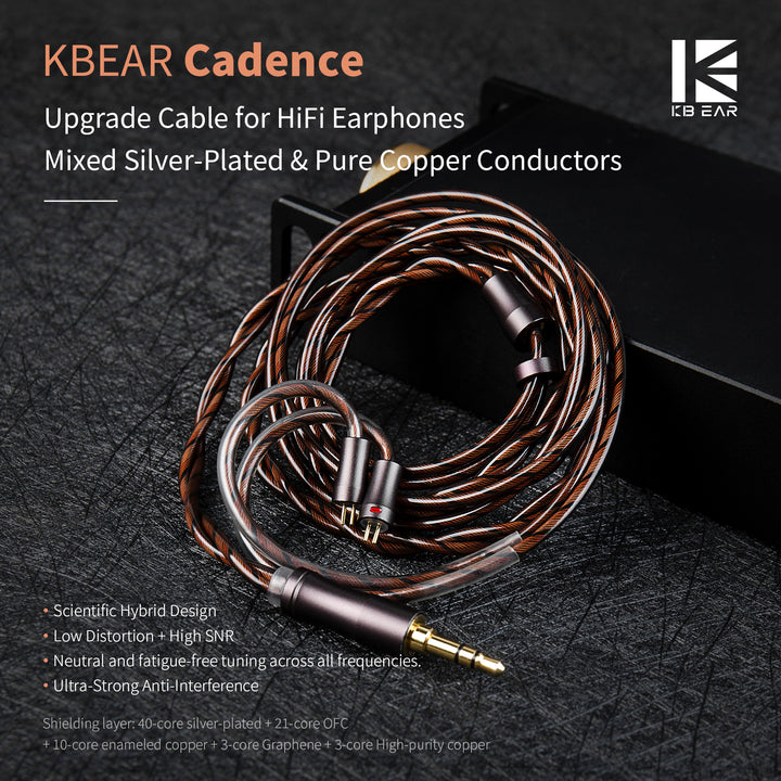 【KBEAR Cadence】Upgrade Cable for HiFi Earphones, Mixed Silver-Plated & Pure Copper Conductors