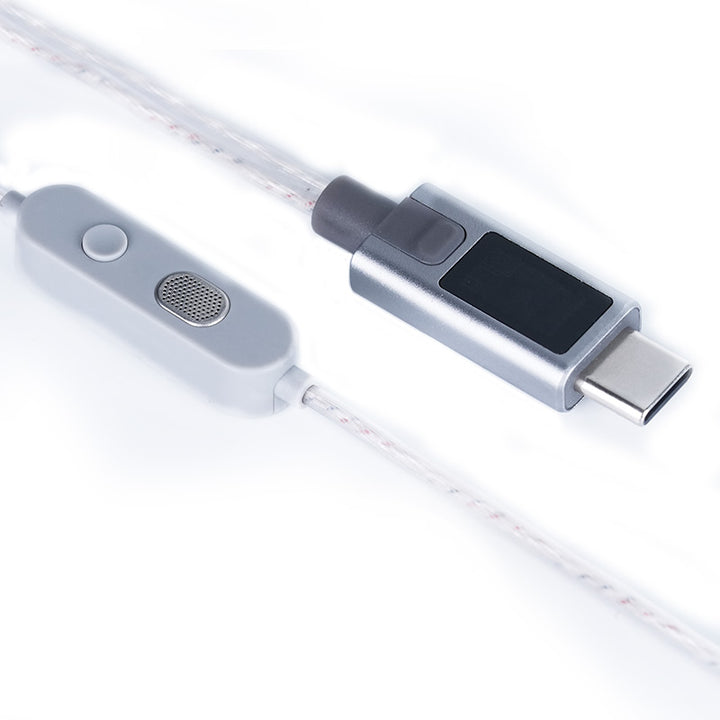 【KZ M2 Dual Microphone Type-C——Clearance】 Silver-Plated Upgrade Cable – Built-in EQ Tuner (Standard/Bass/High-Resolution Modes), 0.75mm 2-Pin, OFC Silver-Plated, Dual Omnidirectional Capacitive Mics,