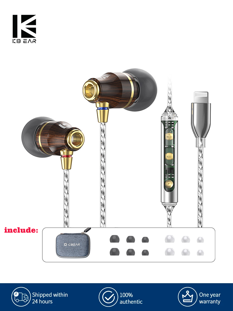 【KBEAR KW1】Single DD In-Ear Hifi 3.5mm Wired Headphones Linhtning Earphones for iphone Type C Earbuds Microphone Monitor
