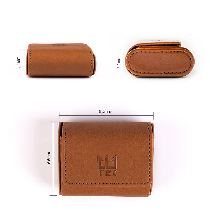【TRI Leather Case 】High-end Leather Earphone Case Earphones and Cables Storage Case