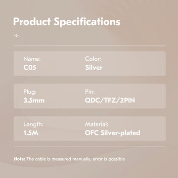 【CCZ C05】1.5M OFC Silver Plated Upgraded Cable, Noise-canceling and High Fidelity - KEEPHIFI